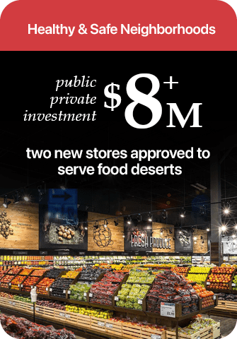 public private investment 8+m two new stores approved to serve food deserts.
