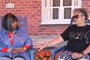 Dr. Georgianne Thomas (left) and sorority sister recollect on good days as graduates from Spelman College.